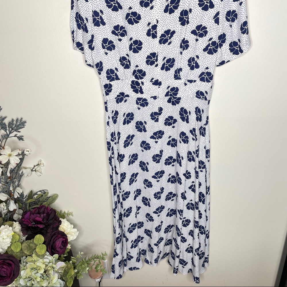 Boden White Dress with Navy Floral Print - Picture 6 of 8